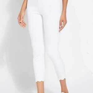 Lysse New York White Scallop Edge Denim Crop Leggings Size XS